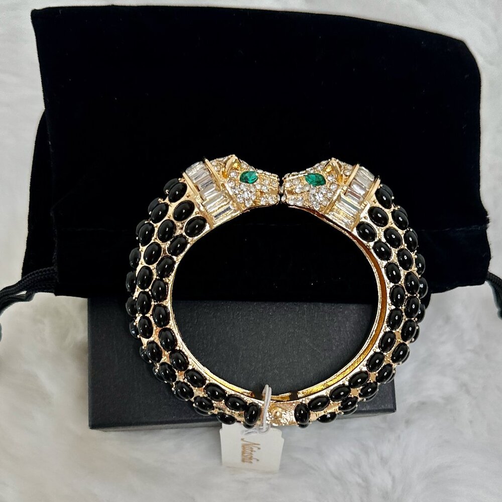 Natasha Couture Gold & Black Panther Bracelet - Picture 4 of 13